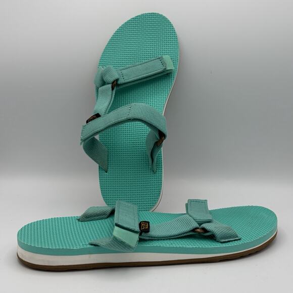 TEVA Original Universe Aqua Teal Slip On Sandals Women’s Size 9 Strappy - Picture 2 of 11
